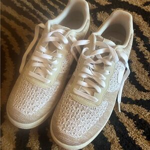 Nike Women's Beige and White Sneakers